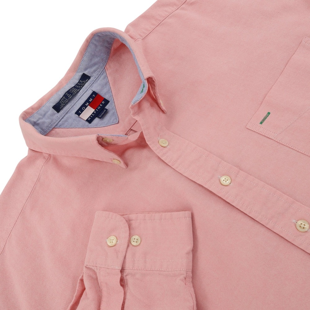 Tommy Hilfiger Mens XL Pink Oxford Long Sleeve Button Down Crest Logo Shirt